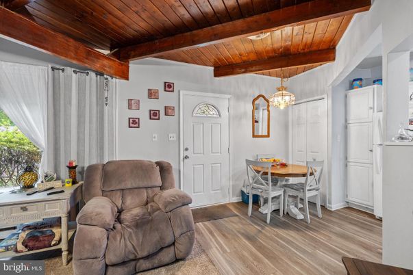 Dining room, Interior, Pendant Lights, Wooden Beams, Wooden Ceilings, Wood Texture Flooring