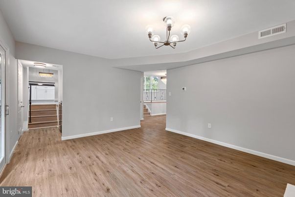 Chandelier, Empty room, Interior, Wood Texture Flooring