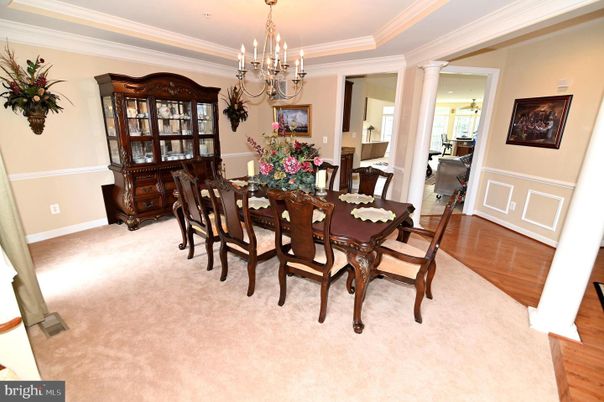 Chandelier, Dining room, Interior, Wood Texture Flooring