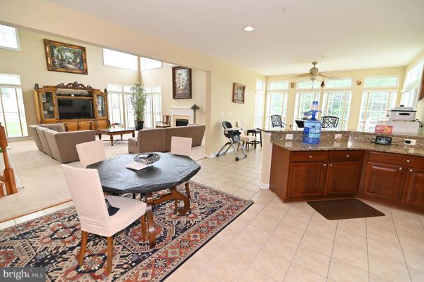 Dining room, Fireplace, Interior, Living room, Recessed Lighting