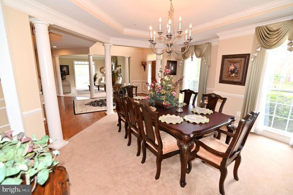 Chandelier, Dining room, Interior, Wood Texture Flooring