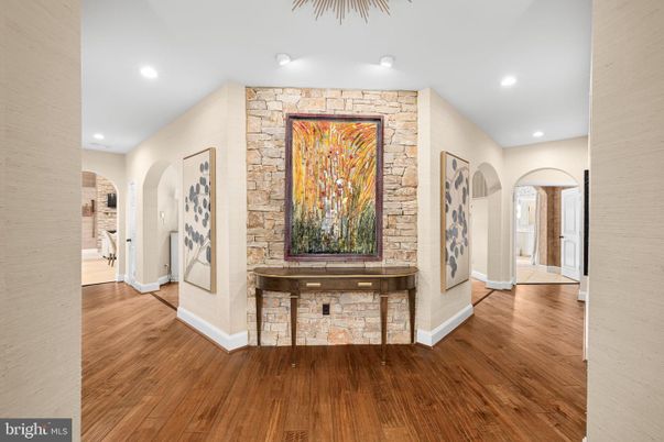 Interior, Recessed Lighting, Stone Walls, Wood Texture Flooring