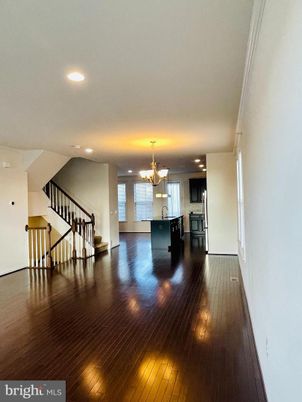 Chandelier, Interior, Kitchen, Recessed Lighting, Wood Texture Flooring
