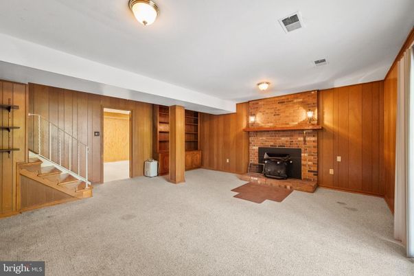 Empty room, Fireplace, Interior, Stone Walls, Wooden Walls
