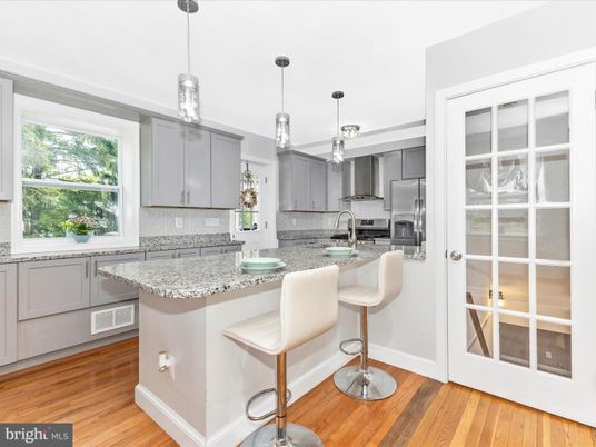 Interior, Kitchen, Pendant Lights, Stainless Steel Appliances, Wood Texture Flooring