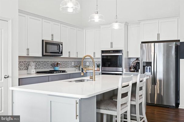 Interior, Kitchen, Pendant Lights, Stainless Steel Appliances, Wood Texture Flooring