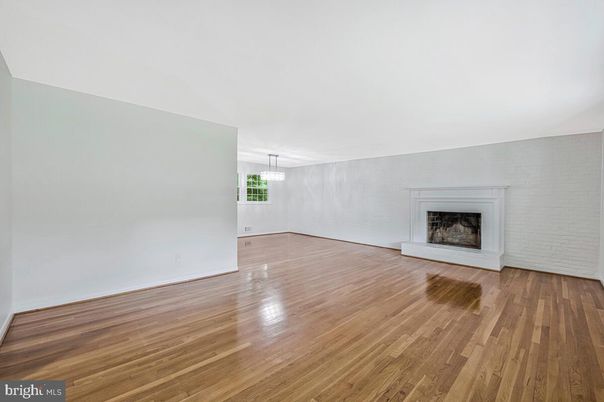 Chandelier, Empty room, Fireplace, Interior, Wood Texture Flooring