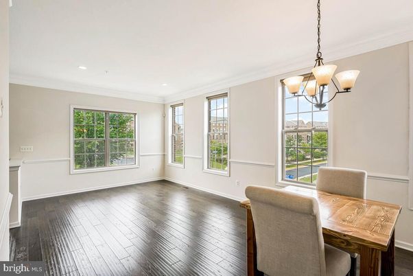 Chandelier, Dining room, Interior, Pendant Lights, Recessed Lighting, Wood Texture Flooring