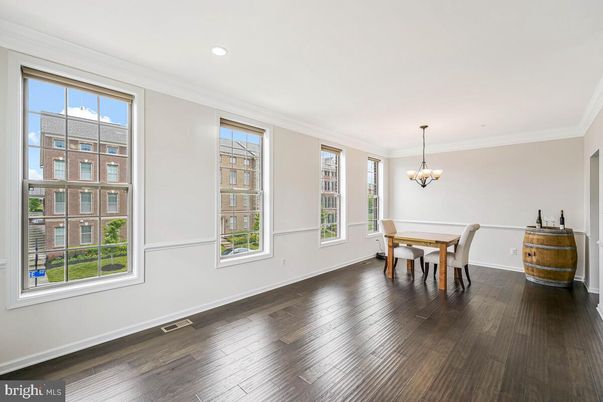 Chandelier, Dining room, Interior, Recessed Lighting, Wood Texture Flooring