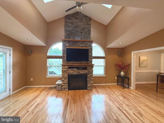 Fireplace, Interior, Recessed Lighting, Wood Texture Flooring