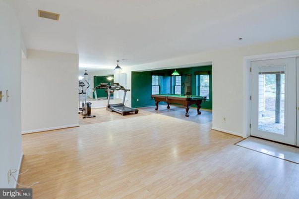 Billiard Table, Fitness Equipment, Game Room, Interior, Wood Texture Flooring