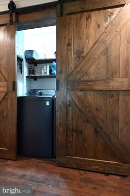 Interior, Washer, Wood Texture Flooring, Wooden Walls