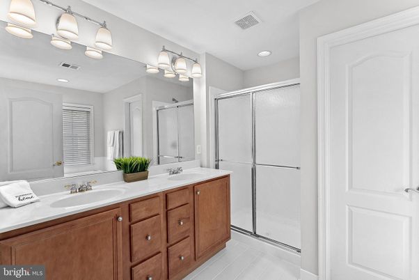 Bathroom, Dual Sink Vanities, Glass Shower, Interior, Recessed Lighting