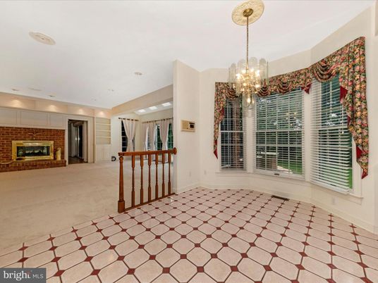 Chandelier, Empty room, Fireplace, Interior, Recessed Lighting