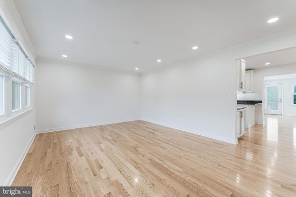 Empty room, Interior, Kitchen, Recessed Lighting, Wood Texture Flooring