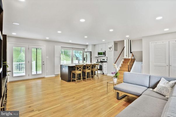 Interior, Kitchen, Living room, Recessed Lighting, Stainless Steel Appliances, Wood Texture Flooring