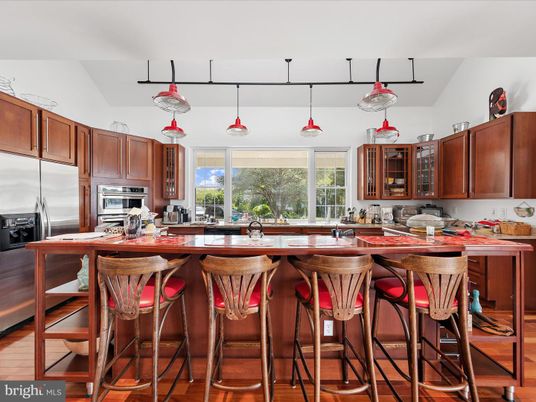 Interior, Kitchen, Pendant Lights, Stainless Steel Appliances, Wood Texture Flooring