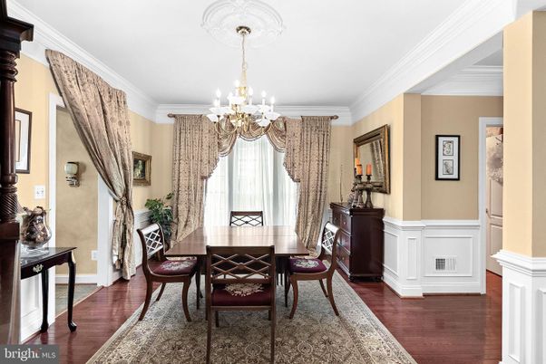 Chandelier, Dining room, Interior, Wood Texture Flooring