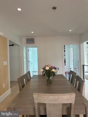 Dining room, Interior, Recessed Lighting, Wood Texture Flooring