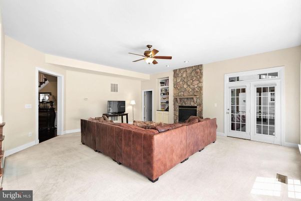 Fireplace, Interior, Living room, Recessed Lighting, Stone Walls