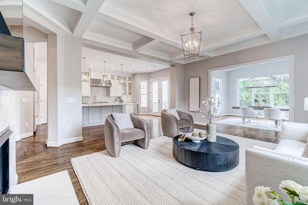 Chandelier, Dining room, Interior, Kitchen, Living room, Pendant Lights, Recessed Lighting, Wood Texture Flooring