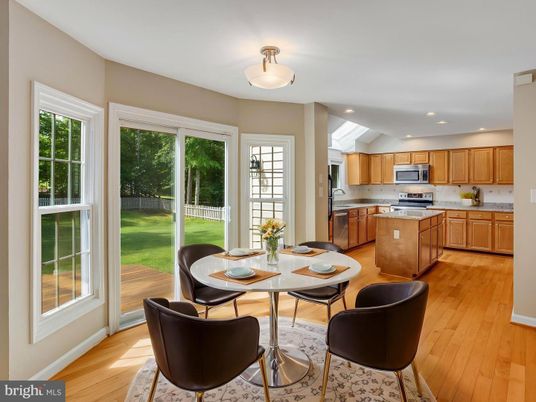 Dining room, Interior, Kitchen, Recessed Lighting, Stainless Steel Appliances, Wood Texture Flooring