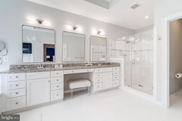 Bathroom, Dual Sink Vanities, Glass Shower, Interior, Recessed Lighting