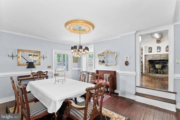 Chandelier, Dining room, Interior, Wood Texture Flooring