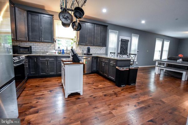 Dining room, Interior, Kitchen, Recessed Lighting, Wood Texture Flooring