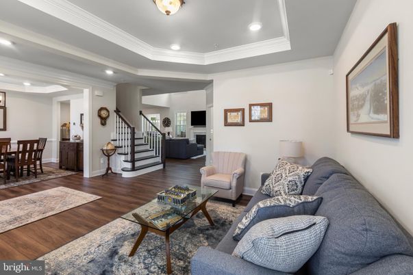 Dining room, Interior, Living room, Recessed Lighting, Wood Texture Flooring