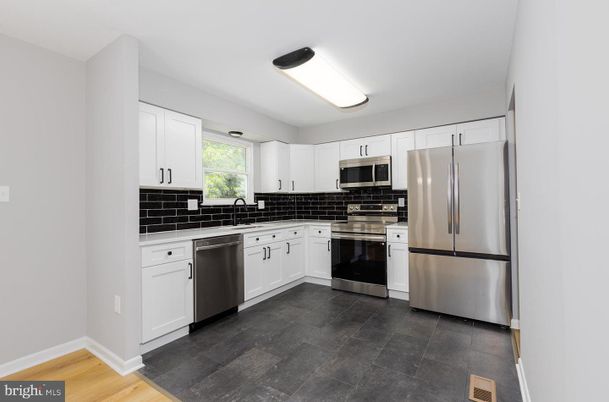 Interior, Kitchen, Stainless Steel Appliances, Wood Texture Flooring