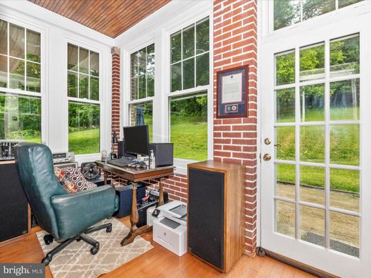 Home Office, Interior, Stone Walls, Wooden Ceilings, Wood Texture Flooring