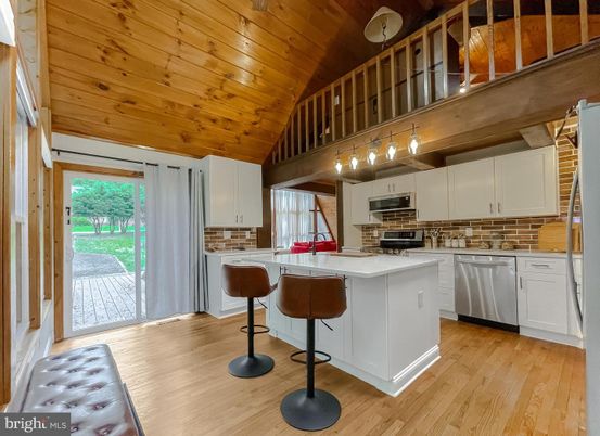 Interior, Kitchen, Stainless Steel Appliances, Wooden Ceilings, Wood Texture Flooring