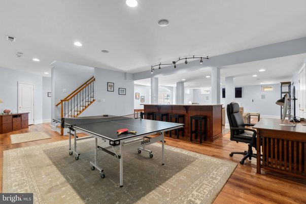 Game Room, Interior, Recessed Lighting, Wood Texture Flooring