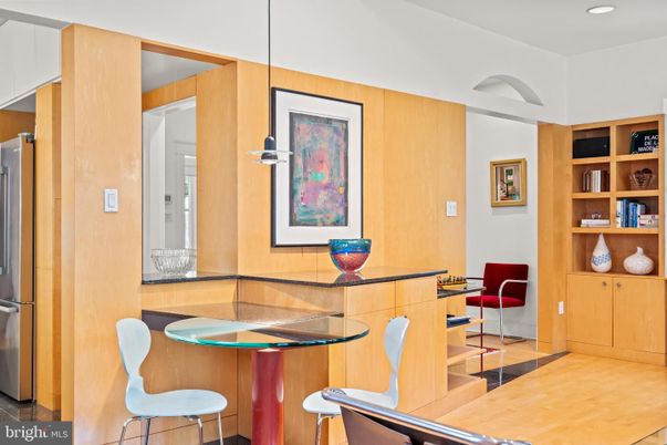 Dining room, Interior, Recessed Lighting, Wood Texture Flooring, Wooden Walls