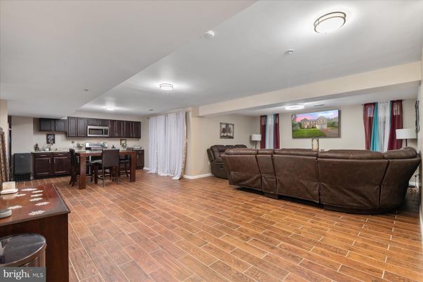 Dining room, Interior, Kitchen, Living room, Recessed Lighting, Wood Texture Flooring