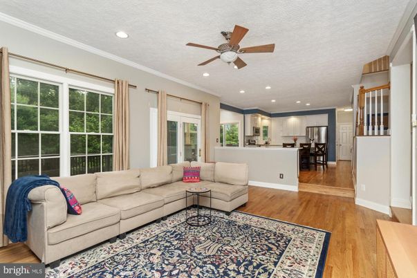 Interior, Kitchen, Living room, Recessed Lighting, Stainless Steel Appliances, Wood Texture Flooring