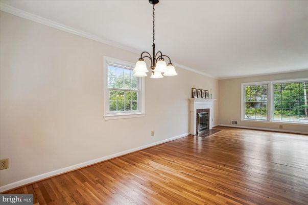 Chandelier, Empty room, Fireplace, Interior, Wood Texture Flooring