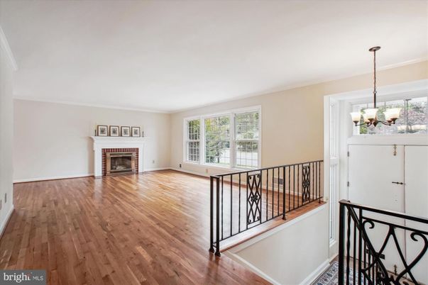 Empty room, Fireplace, Interior, Pendant Lights, Wood Texture Flooring