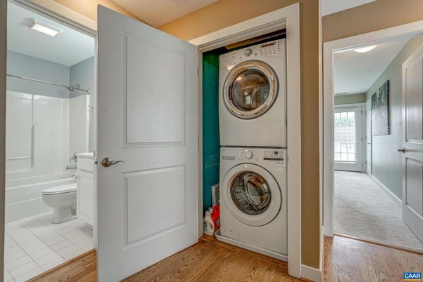 Bathroom, Interior, Utility Closets, Washer, Wood Texture Flooring