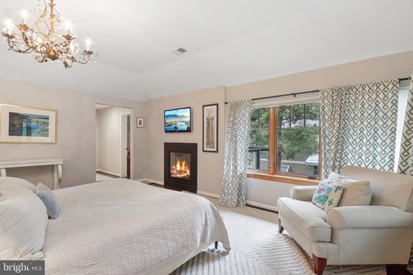 Bedroom, Chandelier, Fireplace, Interior