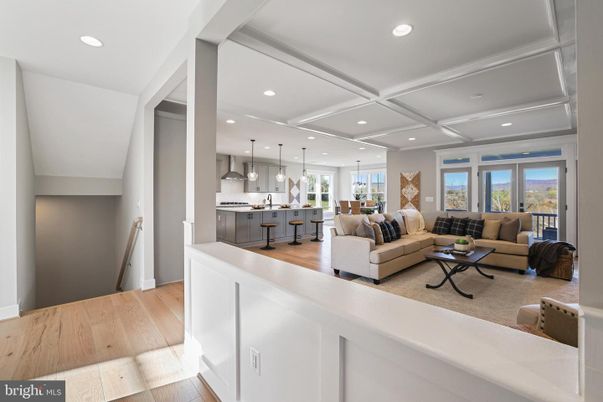 Interior, Kitchen, Living room, Pendant Lights, Recessed Lighting, Wood Texture Flooring