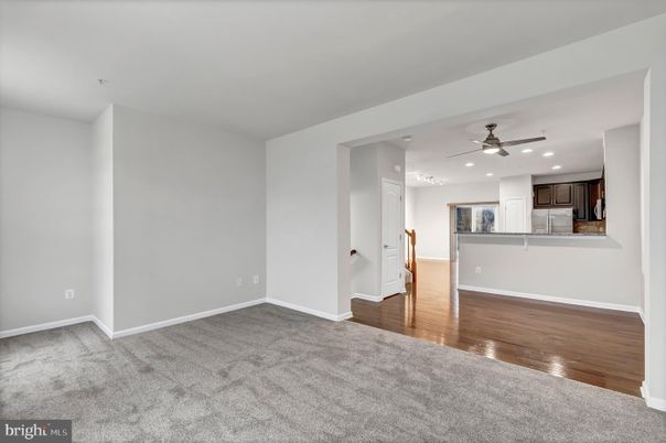 Empty room, Interior, Kitchen, Recessed Lighting, Wood Texture Flooring