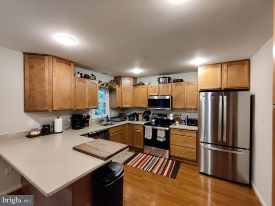 Interior, Kitchen, Recessed Lighting, Wood Texture Flooring