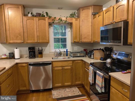 Interior, Kitchen, Stainless Steel Appliances, Wood Texture Flooring