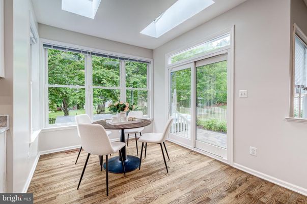 Dining room, Interior, Sun Room, Wood Texture Flooring