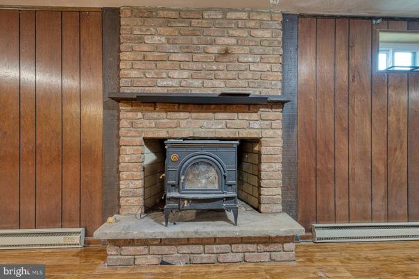 Fireplace, Interior, Stone Walls, Wood Texture Flooring, Wooden Walls