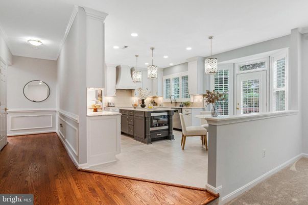 Interior, Kitchen, Pendant Lights, Recessed Lighting, Wood Texture Flooring