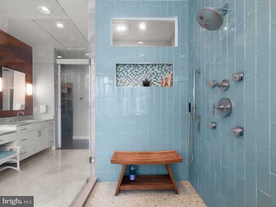 Bathroom, Interior, Marble, Recessed Lighting