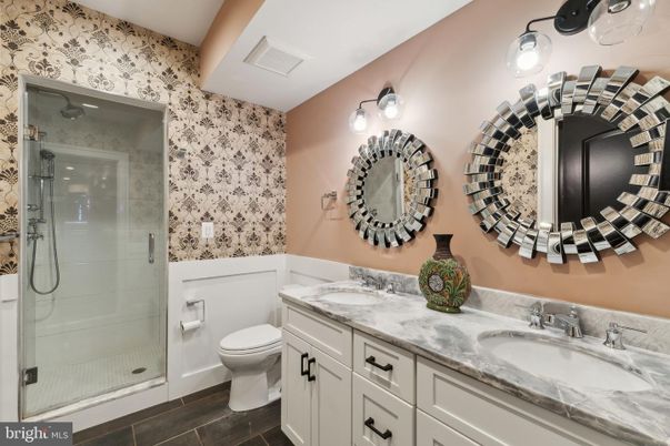 Bathroom, Dual Sink Vanities, Glass Shower, Interior